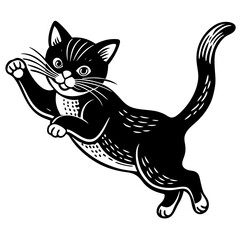 cute cat jumping style vector silhouette illustration svg file
