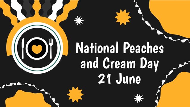 National Peaches and Cream Day web banner design illustration  - Powered by Adobe