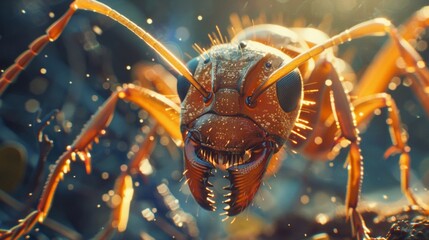 Naklejka premium Close-Up of Red Ant in Sunlight 