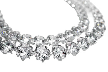 Sparkling Diamond Strand Necklace Isolated on Transparent Background