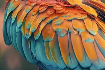 Obraz premium A hightech zoos digital interface showcasing a vibrant closeup of an exotic birds feathers