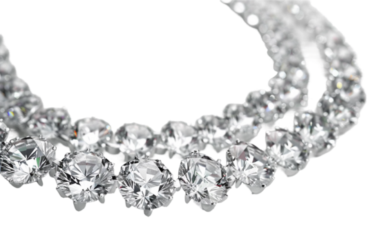 Sparkling Diamond Strand Necklace Isolated on Transparent Background