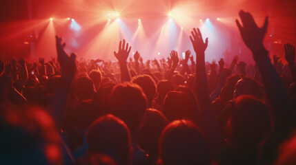 Colorful EDM Festival Crowd Cheering at Night