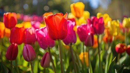 Fototapeta premium Vivid tulips on a sunny holiday