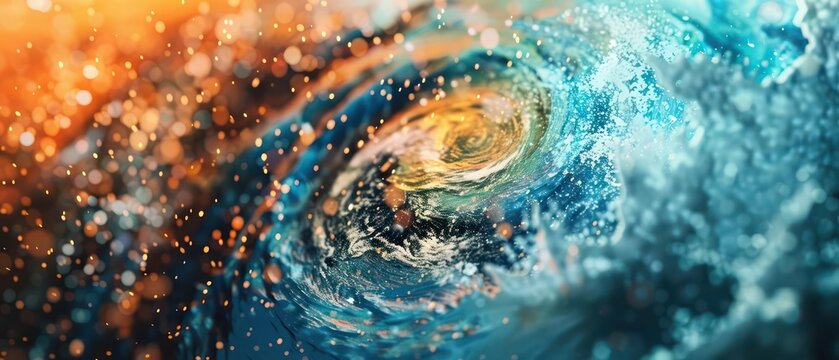 An abstract digital representation of extreme weather patterns affecting the globe, viewed up close