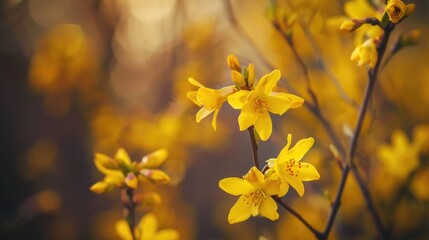 Forsythia koreana marks the start of spring with its yellow blossoms