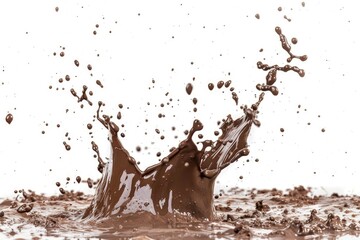 Fototapeta premium Dirt Spatter. Splash of Mud on White Isolated Background with Abstract Texture
