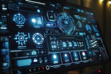 The illuminated touch interface of a hightech smart home control panel