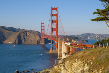 View on golden gate bridge at sunset