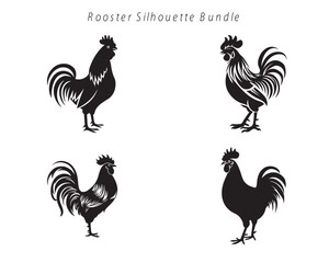 set of rooster silhouette