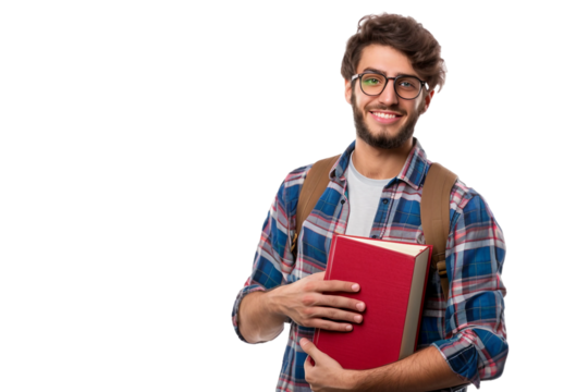 Tutor Holding Textbook Isolated on Transparent Background