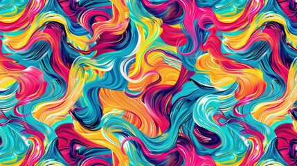 Obraz premium Vibrant and colorful vector seamless pattern, AI generative
