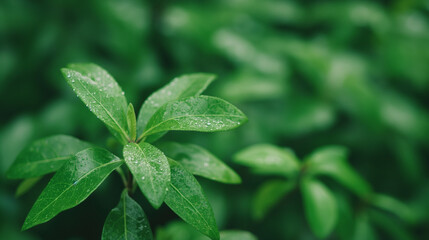 Fresh Leaves. Water Droplets.