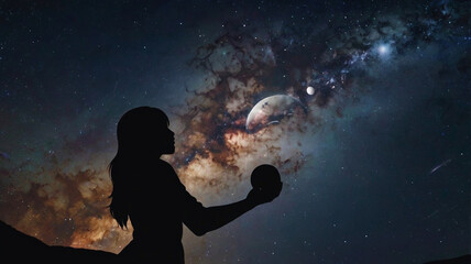 Lovers in the Stars: Silhouettes of Orihime and Hikoboshi Across the Milky Way
Minimalist design showcasing their silhouettes separated by the Milky Way.