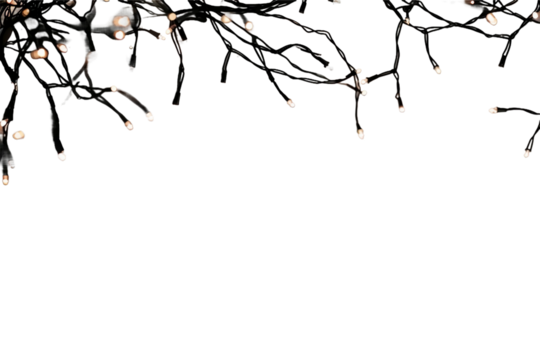 Magical Twinkling Fairy String Lights Isolated on Transparent Background