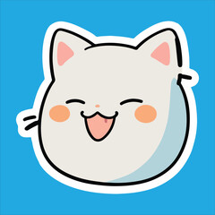Happy Cat Sticker Vector Design