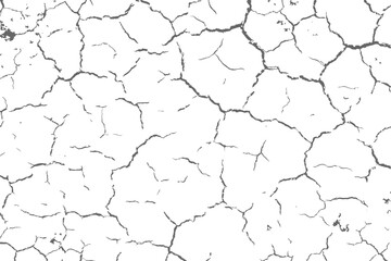 The texture of the cracks is white and black. Vector background. Cracked ground. Structure of cracks. Cracks in the texture of dry soil surface.