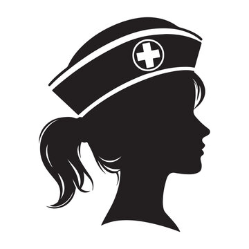 black nurse silhouette wearing cap clip art preview