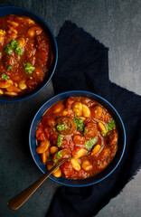 butter bean and chorizo stew in a bowl