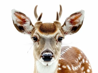 Fototapeta premium Close-Up Portrait of a Young Deer. Generative ai.