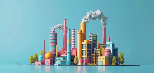 Obraz premium Economic diversification plans flat design side view Industry Expansion theme 3D render Tetradic color scheme