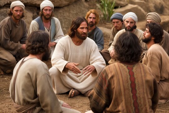 Jesus talking to his disciples	