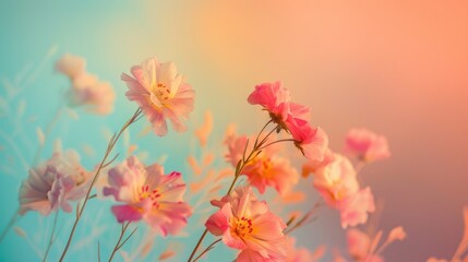 Obraz premium Creative surreal concept with flowers on soft hued background