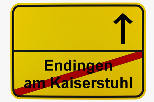 Illustration eines Ortsausgangsschildes von Endingen am Kaiserstuhl in Baden-W&uuml;rttemberg	