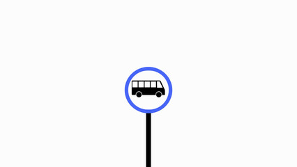 Circle shape bus stand pole logo icon animation, bus stop signal.