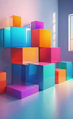 Obraz premium acrylic gradient panels with rounded corners on the wall, color scheme for wall decoration, 