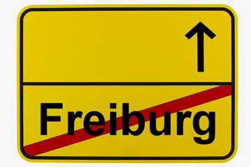Illustration eines Ortsausgangsschildes von Freiburg in Baden-Württemberg	