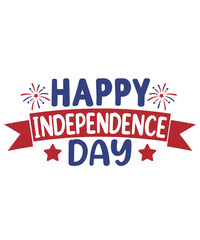 4th of july happy independence day typography clip art design on plain white transparent isolated background for card, shirt, hoodie, sweatshirt, apparel, tag, mug, icon, poster or badge