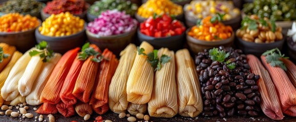 Fototapeta premium A Collage Featured Tamales From Different Regions Of Mexico, Showcasing The Diversity In Flavors And Styles