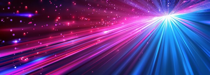 Abstract blue and pink background with light rays, speed motion blur effect
