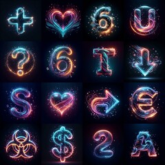 Glasss and neon light Lettering Typeface. AI generated illustration