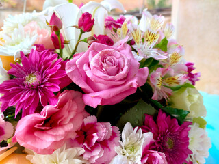 Beautiful bouquet of pink and white flowers