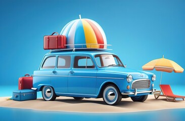 illustration of a retro car on the travel, tourism and travel concept 