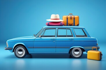 illustration of a retro car on the travel, tourism and travel concept 