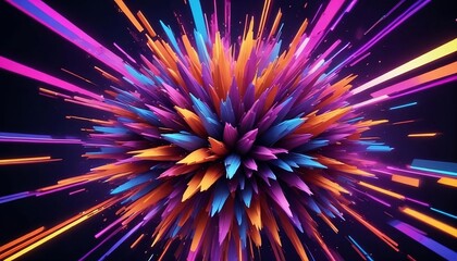 Obraz premium Abstract background, an explosion of geometric patterns in bold neon colors, 3d illustration