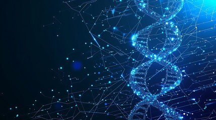 High-Resolution Cyan DNA Genome Poster with Copy Space Ideal for Genetic Research Presentations