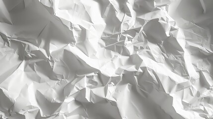 Texture of crumpled white paper with play of light and shadow