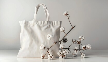 Cotton grocery bag mockup on white background with space for text