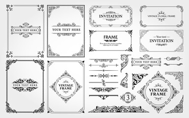 Vintage decorative design elements set 03