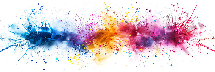 Obraz premium multicolored explosions and congratulations on a white background