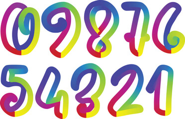 Colorful gradient set with number from 1 to 12, 3d realistic golden balloon number set for decoration design, numbers symbol set