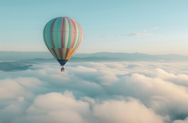 Fototapeta premium Colorful hot air balloon floating above the clouds 
