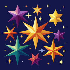 Obraz premium Vector flat sparkling star collection