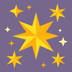 Obraz premium Vector flat sparkling star collection
