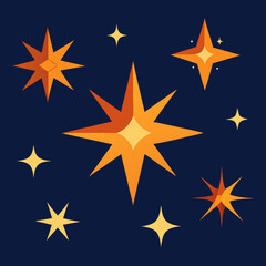Vector flat sparkling star collection