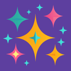Vector flat sparkling star collection